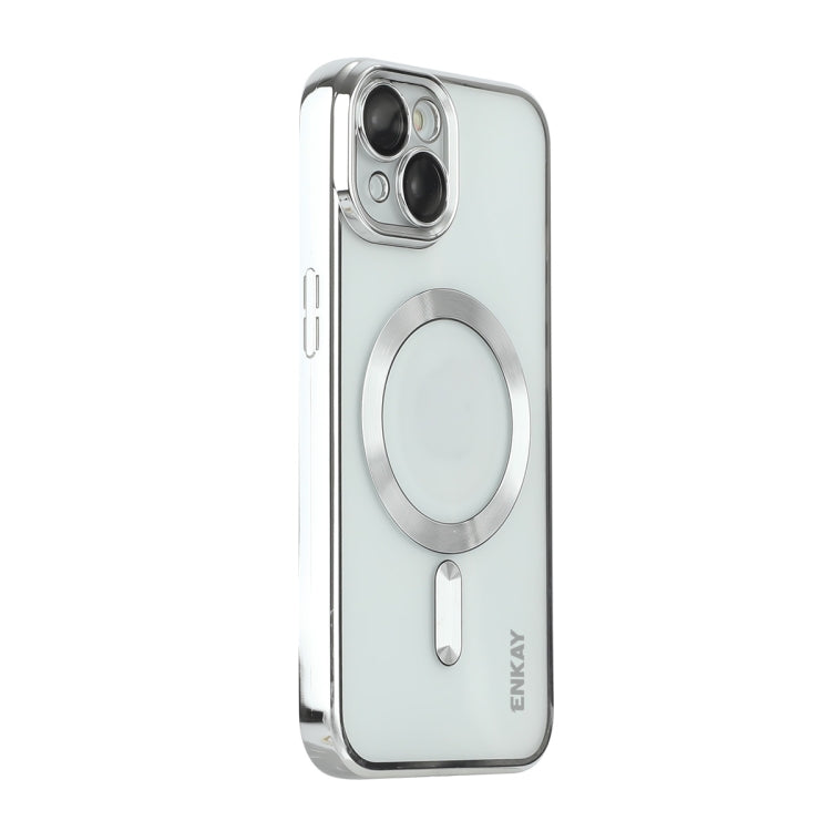 For iPhone 14 ENKAY Electroplated MagSafe Shockproof TPU Phone Case with Lens Film, For iPhone 14