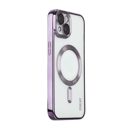 For iPhone 14 ENKAY Electroplated MagSafe Shockproof TPU Phone Case with Lens Film, For iPhone 14