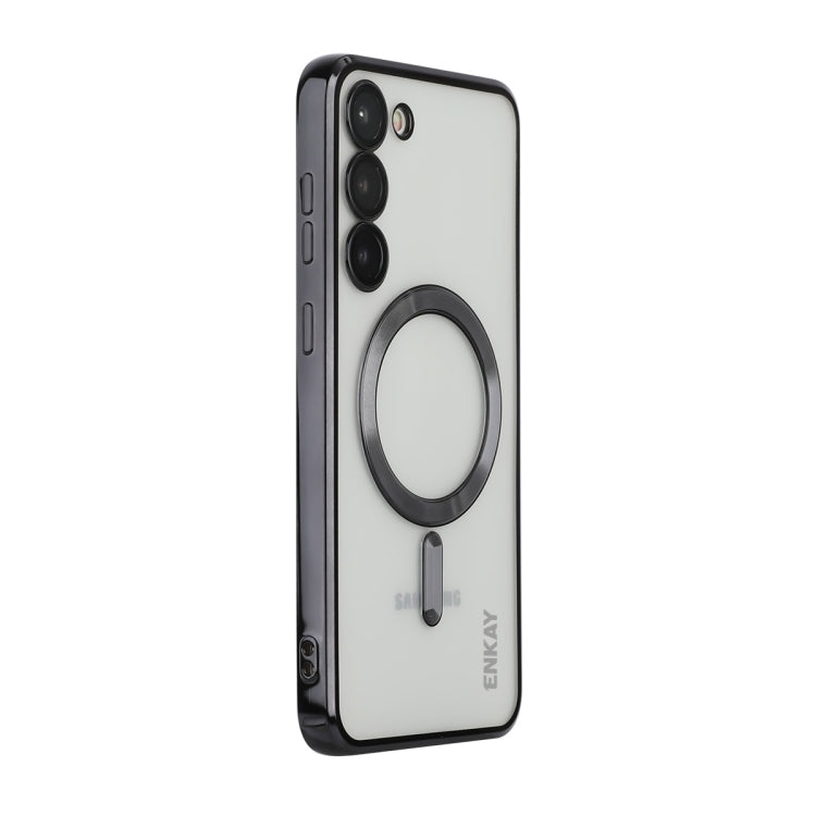 For Samsung Galaxy S23 ENKAY Hat-Prince Magnet Slim Clear Case Electroplated Shockproof Camera Protection Cover, For Samsung Galaxy S23 5G