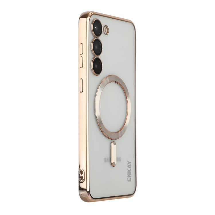 For Samsung Galaxy S23 ENKAY Hat-Prince Magnet Slim Clear Case Electroplated Shockproof Camera Protection Cover, For Samsung Galaxy S23 5G