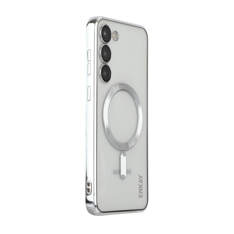 For Samsung Galaxy S23 ENKAY Hat-Prince Magnet Slim Clear Case Electroplated Shockproof Camera Protection Cover, For Samsung Galaxy S23 5G