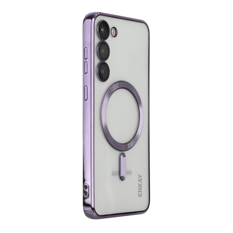 For Samsung Galaxy S23 ENKAY Hat-Prince Magnet Slim Clear Case Electroplated Shockproof Camera Protection Cover, For Samsung Galaxy S23 5G