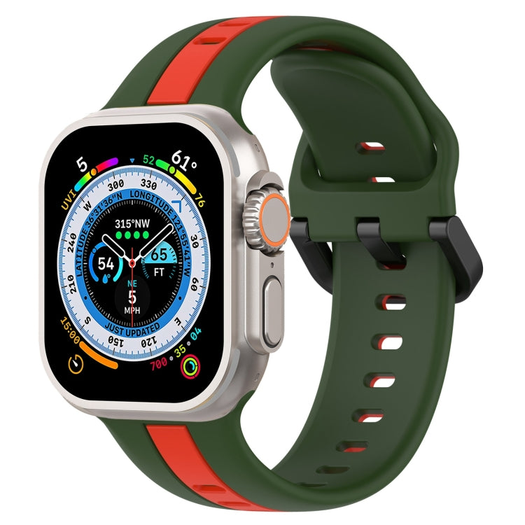 Two-Color Loop Buckle Silicone Watch Band, For Apple Watch Ultra 49mm, For Apple Watch Series 8&7 45mm, For Apple Watch Series 8&7 41mm