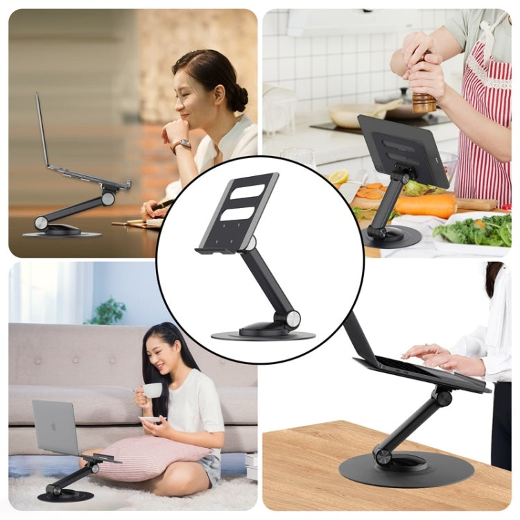 P4 360 Degrees Rotating Aluminum Metal Riser Tablet Laptop PC Stand Holder, P4