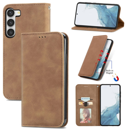 Retro Skin Feel Magnetic Leather Phone Case, For Samsung Galaxy A05, For Samsung Galaxy A05s 4G, For Samsung Galaxy A25 5G, For Samsung Galaxy S23 FE 5G, For Samsung Galaxy A24 5G, For Samsung Galaxy S23 Ultra 5G, For Samsung Galaxy S23+ 5G������������...