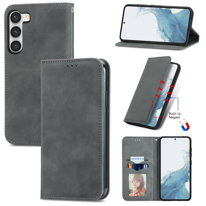 Retro Skin Feel Magnetic Leather Phone Case, For Samsung Galaxy A05, For Samsung Galaxy A05s 4G, For Samsung Galaxy A25 5G, For Samsung Galaxy S23 FE 5G, For Samsung Galaxy A24 5G, For Samsung Galaxy S23 Ultra 5G, For Samsung Galaxy S23+ 5G������������...