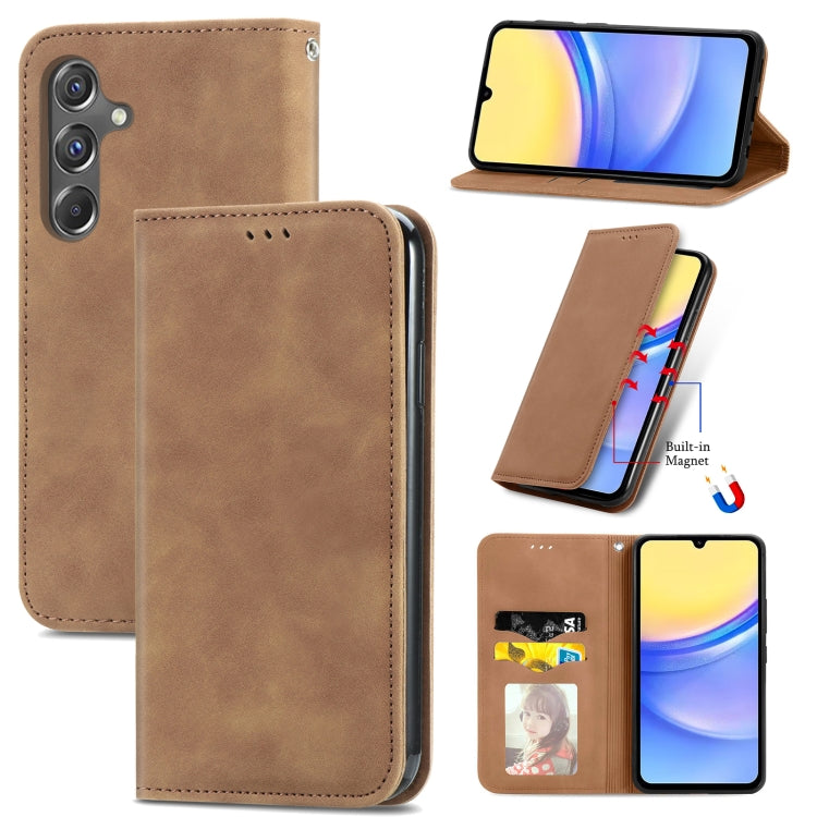 Retro Skin Feel Magnetic Leather Phone Case, For Samsung Galaxy S25 5G, For Samsung Galaxy S25+ 5G, For Samsung Galaxy S25 Ultra 5G, For Samsung Galaxy A16, For Samsung Galaxy A06, For Samsung Galaxy S24 FE 5G, For Samsung Galaxy M35�������������������...