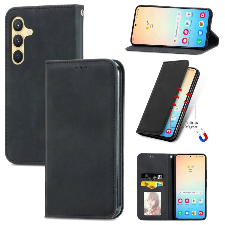 Retro Skin Feel Magnetic Leather Phone Case, For Samsung Galaxy S25 5G, For Samsung Galaxy S25+ 5G, For Samsung Galaxy S25 Ultra 5G, For Samsung Galaxy A16, For Samsung Galaxy A06, For Samsung Galaxy S24 FE 5G, For Samsung Galaxy M35�������������������...