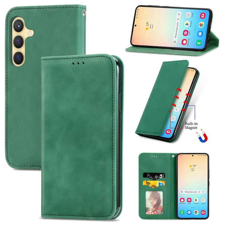 Retro Skin Feel Magnetic Leather Phone Case, For Samsung Galaxy S25 5G, For Samsung Galaxy S25+ 5G, For Samsung Galaxy S25 Ultra 5G, For Samsung Galaxy A16, For Samsung Galaxy A06, For Samsung Galaxy S24 FE 5G, For Samsung Galaxy M35�������������������...