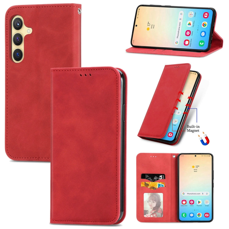 Retro Skin Feel Magnetic Leather Phone Case, For Samsung Galaxy S25 5G, For Samsung Galaxy S25+ 5G, For Samsung Galaxy S25 Ultra 5G, For Samsung Galaxy A16, For Samsung Galaxy A06, For Samsung Galaxy S24 FE 5G, For Samsung Galaxy M35�������������������...