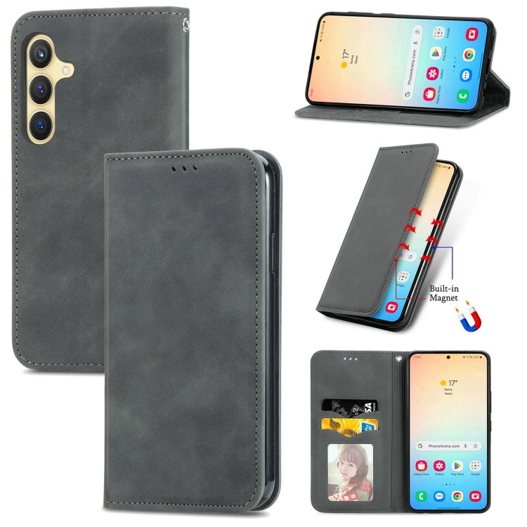 Retro Skin Feel Magnetic Leather Phone Case, For Samsung Galaxy S25 5G, For Samsung Galaxy S25+ 5G, For Samsung Galaxy S25 Ultra 5G, For Samsung Galaxy A16, For Samsung Galaxy A06, For Samsung Galaxy S24 FE 5G, For Samsung Galaxy M35�������������������...