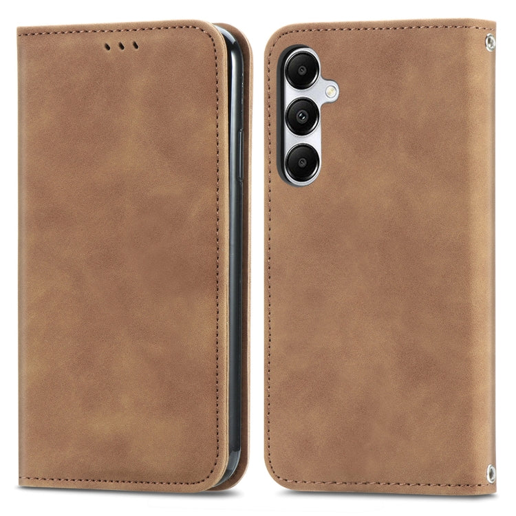 Retro Skin Feel Magnetic Leather Phone Case, For Samsung Galaxy A55 5G, For Samsung Galaxy A35 5G, For Samsung Galaxy S24 Ultra 5G, For Samsung Galaxy S24+ 5G, For Samsung Galaxy S24 5G, For Samsung Galaxy A15, For Samsung Galaxy A05                   ...