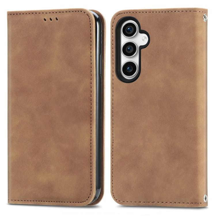 Retro Skin Feel Magnetic Leather Phone Case, For Samsung Galaxy A05, For Samsung Galaxy A05s 4G, For Samsung Galaxy A25 5G, For Samsung Galaxy S23 FE 5G, For Samsung Galaxy A24 5G, For Samsung Galaxy S23 Ultra 5G, For Samsung Galaxy S23+ 5G������������...