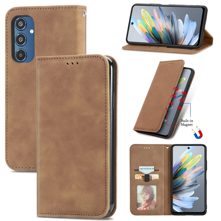 Retro Skin Feel Magnetic Leather Phone Case, For Samsung Galaxy S25 5G, For Samsung Galaxy S25+ 5G, For Samsung Galaxy S25 Ultra 5G, For Samsung Galaxy A16, For Samsung Galaxy A06, For Samsung Galaxy S24 FE 5G, For Samsung Galaxy M35�������������������...