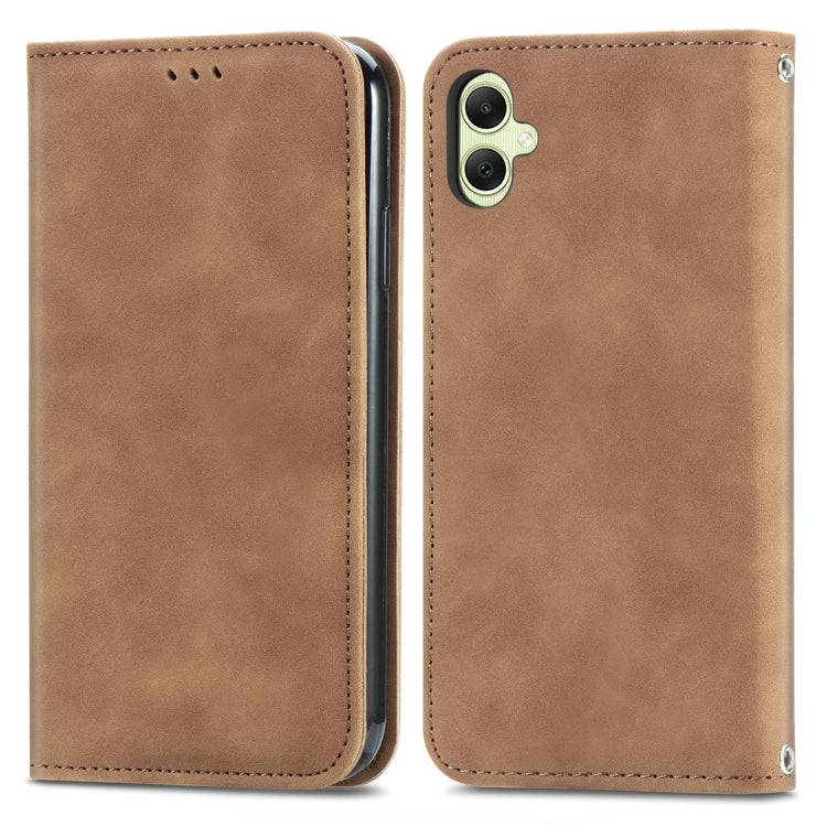 Retro Skin Feel Magnetic Leather Phone Case, For Samsung Galaxy S26+ 5G, For Samsung Galaxy S26 Ultra 5G, For Samsung Galaxy S26 5G, For Samsung Galaxy A57 5G, For Samsung Galaxy A37 5G, For Samsung Galaxy A27 5G, For Samsung Galaxy S25 5G             ...