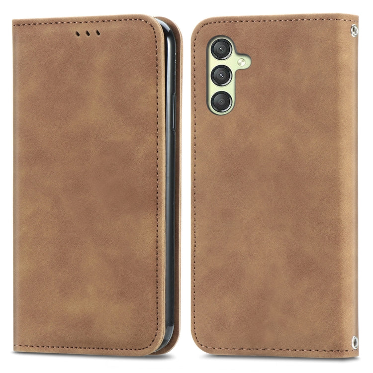 Retro Skin Feel Magnetic Leather Phone Case, For Samsung Galaxy A05, For Samsung Galaxy A05s 4G, For Samsung Galaxy A25 5G, For Samsung Galaxy S23 FE 5G, For Samsung Galaxy A24 5G, For Samsung Galaxy S23 Ultra 5G, For Samsung Galaxy S23+ 5G������������...