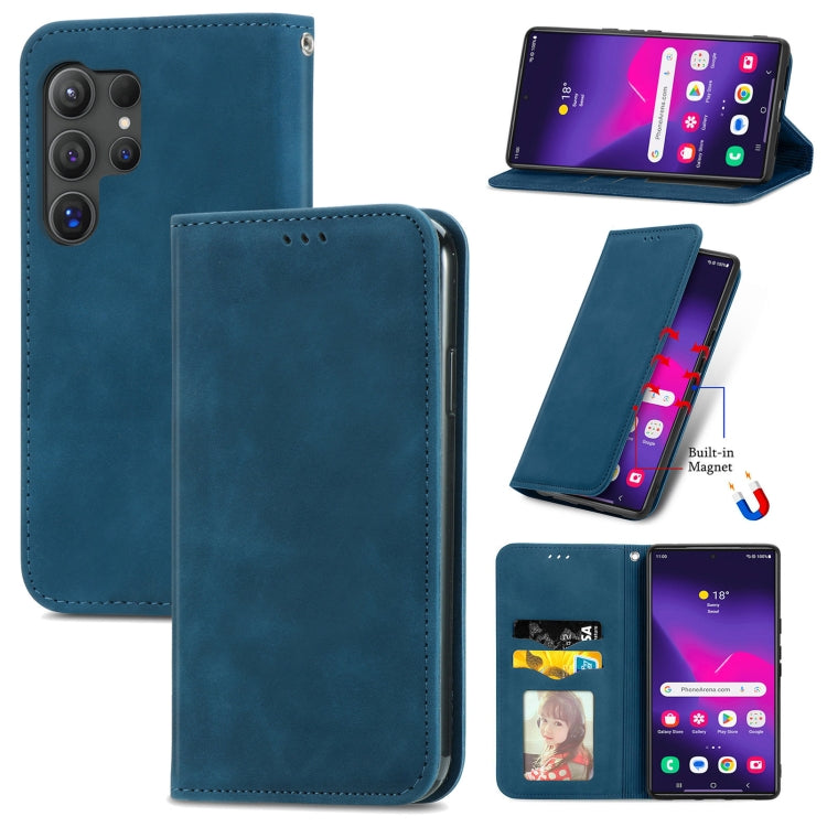 Retro Skin Feel Magnetic Leather Phone Case, For Samsung Galaxy S26+ 5G, For Samsung Galaxy S26 Ultra 5G, For Samsung Galaxy S26 5G, For Samsung Galaxy A57 5G, For Samsung Galaxy A37 5G, For Samsung Galaxy A27 5G, For Samsung Galaxy S25 5G             ...