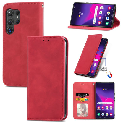 Retro Skin Feel Magnetic Leather Phone Case, For Samsung Galaxy S26+ 5G, For Samsung Galaxy S26 Ultra 5G, For Samsung Galaxy S26 5G, For Samsung Galaxy A57 5G, For Samsung Galaxy A37 5G, For Samsung Galaxy A27 5G, For Samsung Galaxy S25 5G             ...