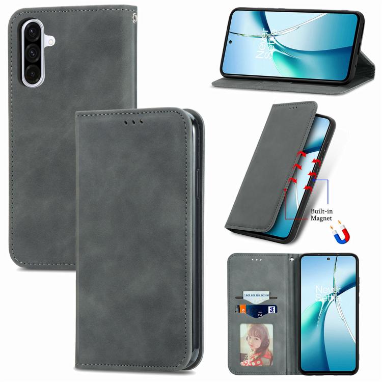 Retro Skin Feel Magnetic Leather Phone Case, For Samsung Galaxy S26+ 5G, For Samsung Galaxy S26 Ultra 5G, For Samsung Galaxy S26 5G, For Samsung Galaxy A57 5G, For Samsung Galaxy A37 5G, For Samsung Galaxy A27 5G, For Samsung Galaxy S25 5G             ...