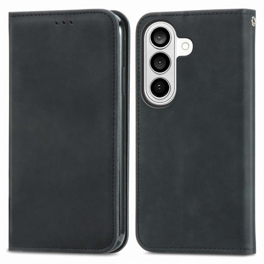 Retro Skin Feel Magnetic Leather Phone Case, For Samsung Galaxy S26+ 5G, For Samsung Galaxy S26 Ultra 5G, For Samsung Galaxy S26 5G, For Samsung Galaxy A57 5G, For Samsung Galaxy A37 5G, For Samsung Galaxy A27 5G, For Samsung Galaxy S25 5G             ...