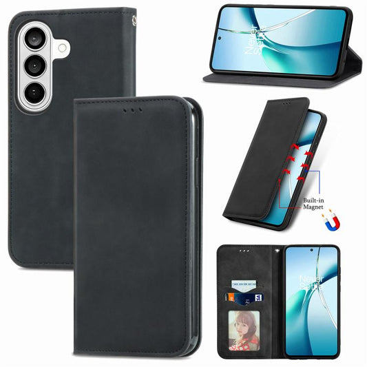 Retro Skin Feel Magnetic Leather Phone Case, For Samsung Galaxy S26+ 5G, For Samsung Galaxy S26 Ultra 5G, For Samsung Galaxy S26 5G, For Samsung Galaxy A57 5G, For Samsung Galaxy A37 5G, For Samsung Galaxy A27 5G, For Samsung Galaxy S25 5G             ...