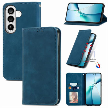 Retro Skin Feel Magnetic Leather Phone Case, For Samsung Galaxy S26+ 5G, For Samsung Galaxy S26 Ultra 5G, For Samsung Galaxy S26 5G, For Samsung Galaxy A57 5G, For Samsung Galaxy A37 5G, For Samsung Galaxy A27 5G, For Samsung Galaxy S25 5G             ...