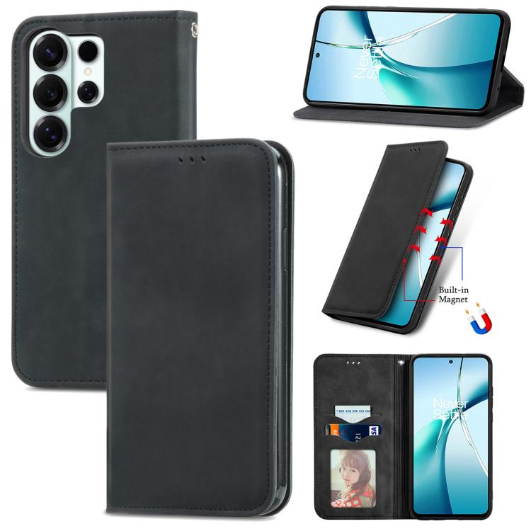 Retro Skin Feel Magnetic Leather Phone Case, For Samsung Galaxy S26+ 5G, For Samsung Galaxy S26 Ultra 5G, For Samsung Galaxy S26 5G, For Samsung Galaxy A57 5G, For Samsung Galaxy A37 5G, For Samsung Galaxy A27 5G, For Samsung Galaxy S25 5G             ...