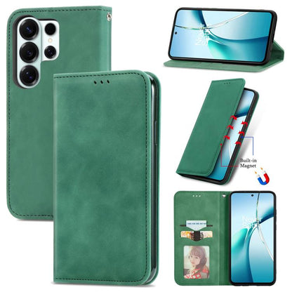 Retro Skin Feel Magnetic Leather Phone Case, For Samsung Galaxy S26+ 5G, For Samsung Galaxy S26 Ultra 5G, For Samsung Galaxy S26 5G, For Samsung Galaxy A57 5G, For Samsung Galaxy A37 5G, For Samsung Galaxy A27 5G, For Samsung Galaxy S25 5G             ...
