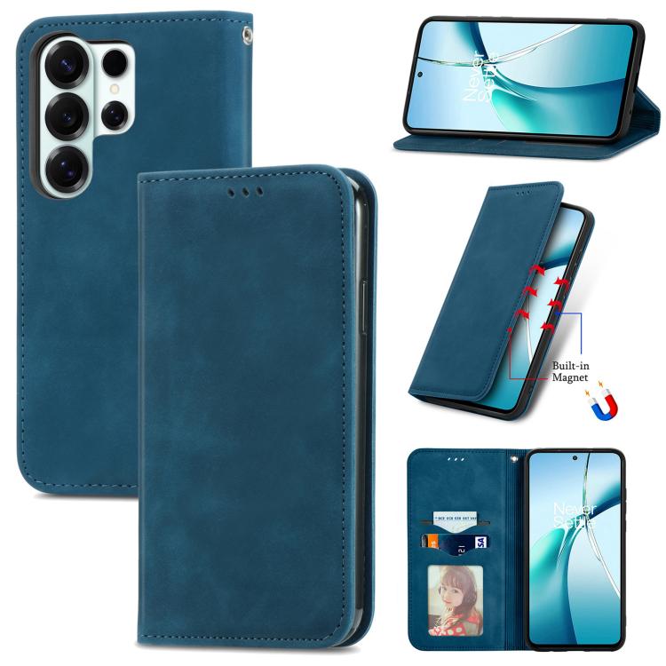 Retro Skin Feel Magnetic Leather Phone Case, For Samsung Galaxy S26+ 5G, For Samsung Galaxy S26 Ultra 5G, For Samsung Galaxy S26 5G, For Samsung Galaxy A57 5G, For Samsung Galaxy A37 5G, For Samsung Galaxy A27 5G, For Samsung Galaxy S25 5G             ...