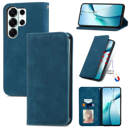 Retro Skin Feel Magnetic Leather Phone Case, For Samsung Galaxy S26+ 5G, For Samsung Galaxy S26 Ultra 5G, For Samsung Galaxy S26 5G, For Samsung Galaxy A57 5G, For Samsung Galaxy A37 5G, For Samsung Galaxy A27 5G, For Samsung Galaxy S25 5G             ...