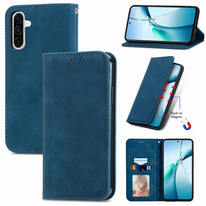Retro Skin Feel Magnetic Leather Phone Case, For Samsung Galaxy S26+ 5G, For Samsung Galaxy S26 Ultra 5G, For Samsung Galaxy S26 5G, For Samsung Galaxy A57 5G, For Samsung Galaxy A37 5G, For Samsung Galaxy A27 5G, For Samsung Galaxy S25 5G             ...