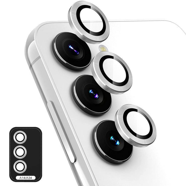 For Samsung Galaxy A14 / A34 ENKAY Hat-Prince 9H Rear Camera Lens Aluminium Alloy Ring Tempered Glass Film, For Samsung Galaxy A14 / A34