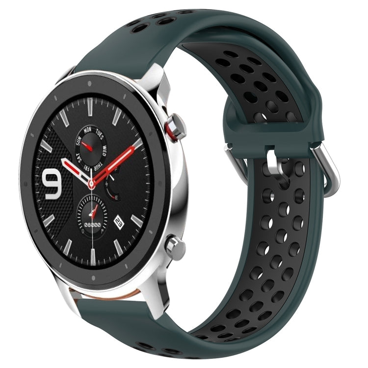 22mm Perforated Breathable Sports Silicone Watch Band, For Amazfit GTR 4, For Amazfit GTR 4 Pro, For Amazfit GTR 3, For Amazfit GTR 3 Pro, For Amazfit GTR 2e, For Amazfit GTR 2