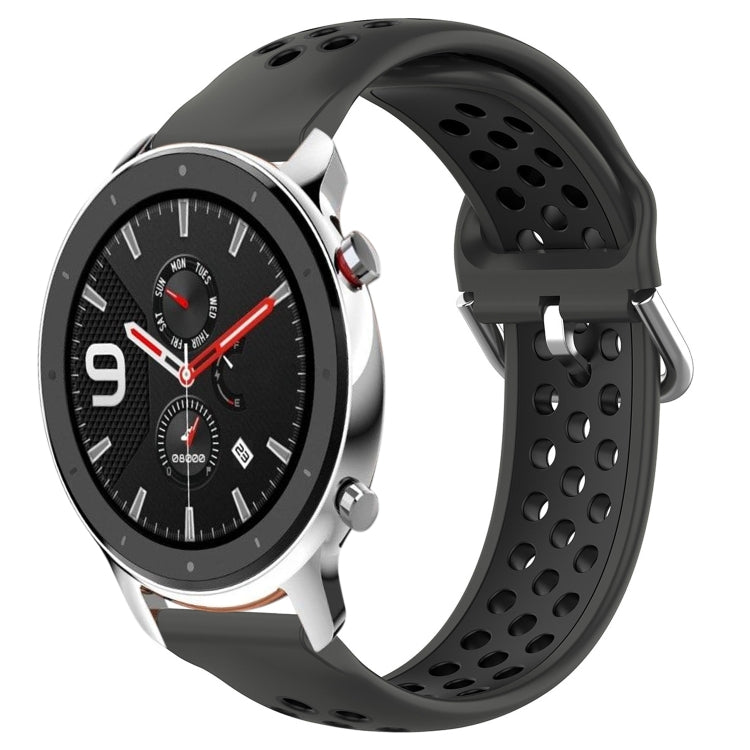 22mm Perforated Breathable Sports Silicone Watch Band, For Amazfit GTR 4, For Amazfit GTR 4 Pro, For Amazfit GTR 3, For Amazfit GTR 3 Pro, For Amazfit GTR 2e, For Amazfit GTR 2