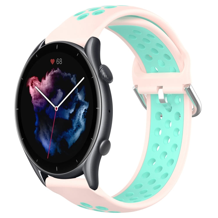 22mm Perforated Breathable Sports Silicone Watch Band, For Amazfit GTR 4, For Amazfit GTR 4 Pro, For Amazfit GTR 3, For Amazfit GTR 3 Pro, For Amazfit GTR 2e, For Amazfit GTR 2