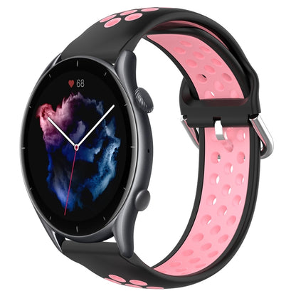 22mm Perforated Breathable Sports Silicone Watch Band, For Amazfit GTR 4, For Amazfit GTR 4 Pro, For Amazfit GTR 3, For Amazfit GTR 3 Pro, For Amazfit GTR 2e, For Amazfit GTR 2
