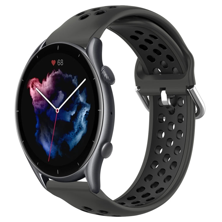 22mm Perforated Breathable Sports Silicone Watch Band, For Amazfit GTR 4, For Amazfit GTR 4 Pro, For Amazfit GTR 3, For Amazfit GTR 3 Pro, For Amazfit GTR 2e, For Amazfit GTR 2