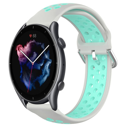 22mm Perforated Breathable Sports Silicone Watch Band, For Amazfit GTR 4, For Amazfit GTR 4 Pro, For Amazfit GTR 3, For Amazfit GTR 3 Pro, For Amazfit GTR 2e, For Amazfit GTR 2
