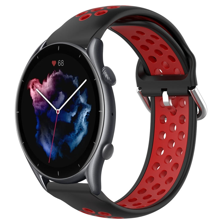 22mm Perforated Breathable Sports Silicone Watch Band, For Amazfit GTR 4, For Amazfit GTR 4 Pro, For Amazfit GTR 3, For Amazfit GTR 3 Pro, For Amazfit GTR 2e, For Amazfit GTR 2