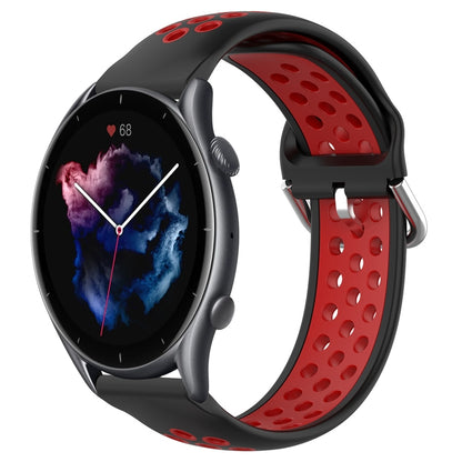 22mm Perforated Breathable Sports Silicone Watch Band, For Amazfit GTR 4, For Amazfit GTR 4 Pro, For Amazfit GTR 3, For Amazfit GTR 3 Pro, For Amazfit GTR 2e, For Amazfit GTR 2