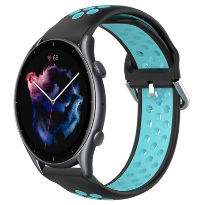 22mm Perforated Breathable Sports Silicone Watch Band, For Amazfit GTR 4, For Amazfit GTR 4 Pro, For Amazfit GTR 3, For Amazfit GTR 3 Pro, For Amazfit GTR 2e, For Amazfit GTR 2