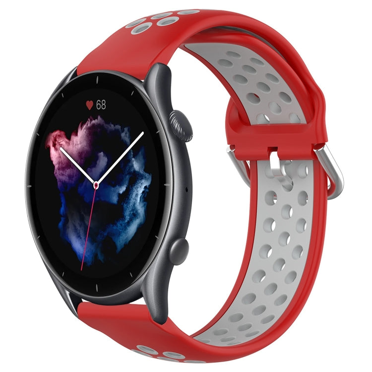 22mm Perforated Breathable Sports Silicone Watch Band, For Amazfit GTR 4, For Amazfit GTR 4 Pro, For Amazfit GTR 3, For Amazfit GTR 3 Pro, For Amazfit GTR 2e, For Amazfit GTR 2