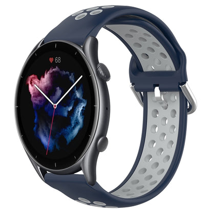 22mm Perforated Breathable Sports Silicone Watch Band, For Amazfit GTR 4, For Amazfit GTR 4 Pro, For Amazfit GTR 3, For Amazfit GTR 3 Pro, For Amazfit GTR 2e, For Amazfit GTR 2