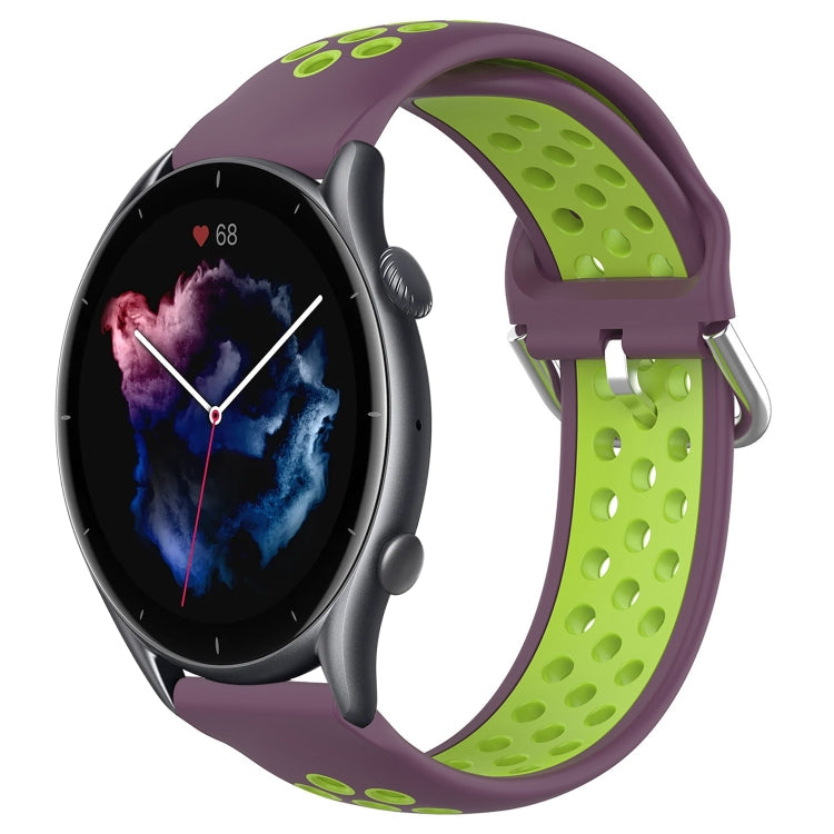 22mm Perforated Breathable Sports Silicone Watch Band, For Amazfit GTR 4, For Amazfit GTR 4 Pro, For Amazfit GTR 3, For Amazfit GTR 3 Pro, For Amazfit GTR 2e, For Amazfit GTR 2
