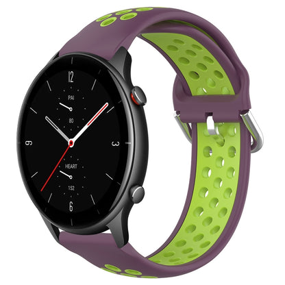 22mm Perforated Breathable Sports Silicone Watch Band, For Amazfit GTR 4, For Amazfit GTR 4 Pro, For Amazfit GTR 3, For Amazfit GTR 3 Pro, For Amazfit GTR 2e, For Amazfit GTR 2