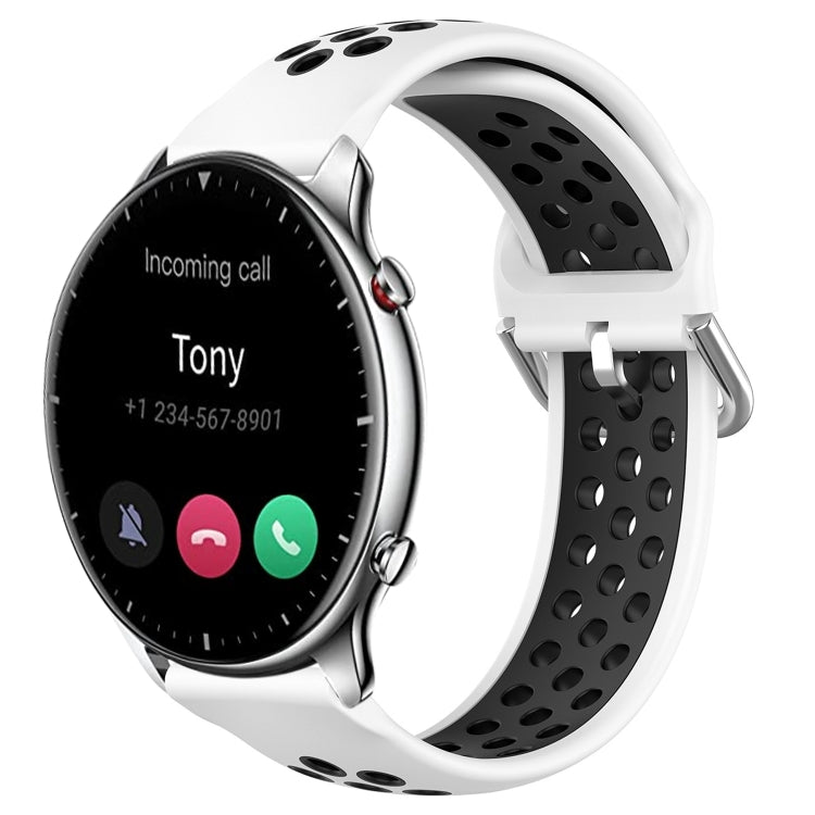 22mm Perforated Breathable Sports Silicone Watch Band, For Amazfit GTR 4, For Amazfit GTR 4 Pro, For Amazfit GTR 3, For Amazfit GTR 3 Pro, For Amazfit GTR 2e, For Amazfit GTR 2