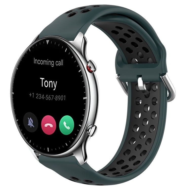 22mm Perforated Breathable Sports Silicone Watch Band, For Amazfit GTR 4, For Amazfit GTR 4 Pro, For Amazfit GTR 3, For Amazfit GTR 3 Pro, For Amazfit GTR 2e, For Amazfit GTR 2