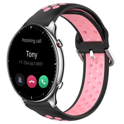 22mm Perforated Breathable Sports Silicone Watch Band, For Amazfit GTR 4, For Amazfit GTR 4 Pro, For Amazfit GTR 3, For Amazfit GTR 3 Pro, For Amazfit GTR 2e, For Amazfit GTR 2