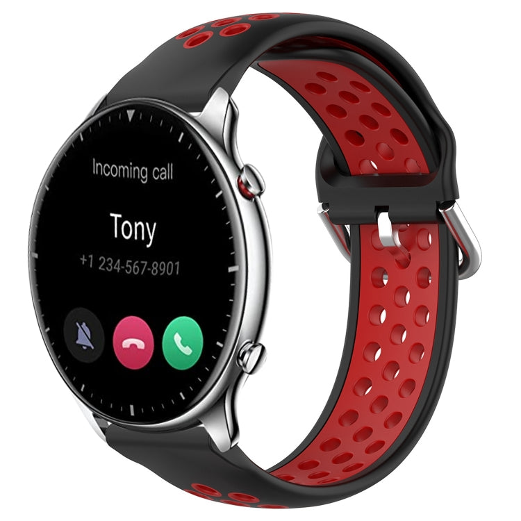 22mm Perforated Breathable Sports Silicone Watch Band, For Amazfit GTR 4, For Amazfit GTR 4 Pro, For Amazfit GTR 3, For Amazfit GTR 3 Pro, For Amazfit GTR 2e, For Amazfit GTR 2