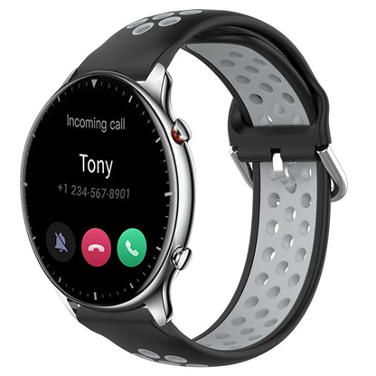 22mm Perforated Breathable Sports Silicone Watch Band, For Amazfit GTR 4, For Amazfit GTR 4 Pro, For Amazfit GTR 3, For Amazfit GTR 3 Pro, For Amazfit GTR 2e, For Amazfit GTR 2